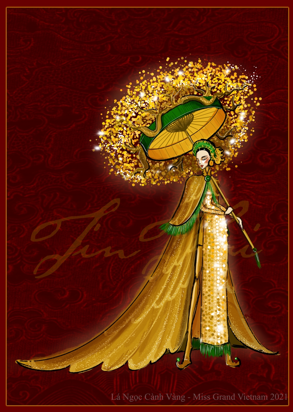 Quốc phục của Á hậu Ngọc Thảo tại Miss Grand International 2020 sẽ mang tên “Lá ngọc cành vàng”