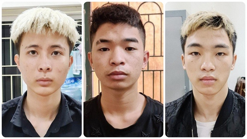 Ba đối tượng Cao, Thế, Hướng tại cơ quan công an