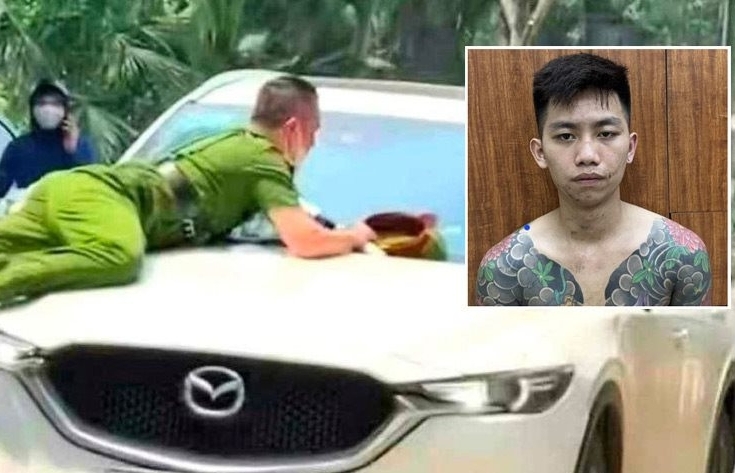 Đã bắt được đối tượng phóng ô tô bỏ chạy, mang theo chiến sĩ công an trên nóc capo