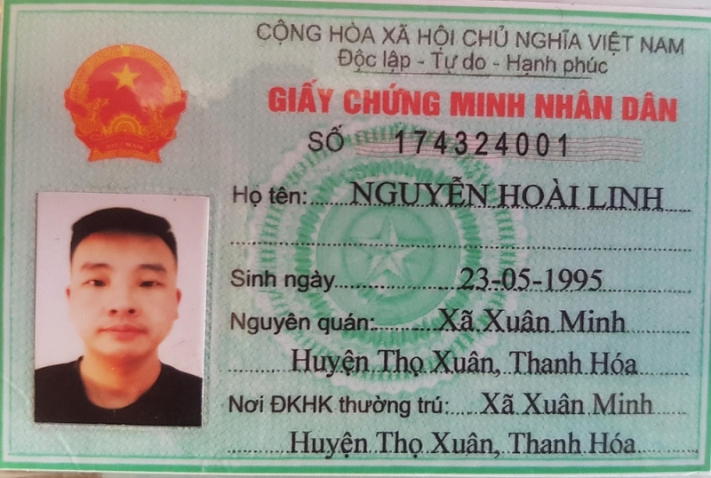 Chứng minh thư nhân dân mà Wei được một người Việt Nam đưa cho để sử dụng sau khi nhập cảnh trái phép vào Việt Nam