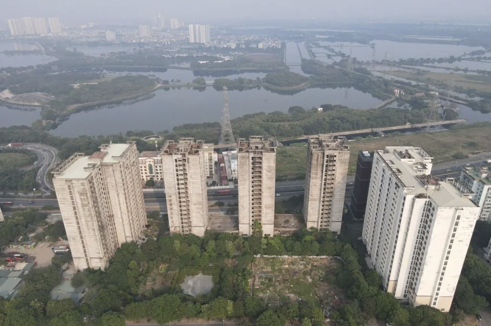 Dự kiến bố trí trụ sở làm việc tạm thời của phường Yên Sở tại một trong số các tòa nhà sinh viên hiện có tại khu đô thị Pháp Vân - Tứ Hiệp. Ảnh TA