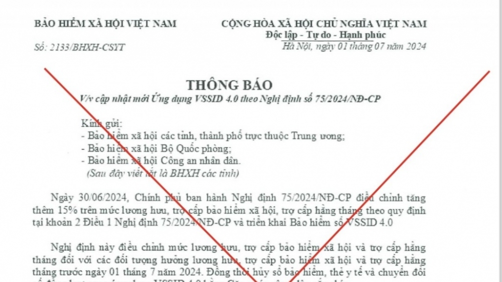 Cảnh báo giả mạo văn bản BHXH về cập nhật VssID 4.0