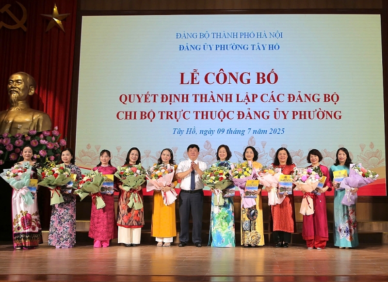 Thành lập các Đảng bộ, Chi bộ trực thuộc Đảng ủy phường Tây Hồ