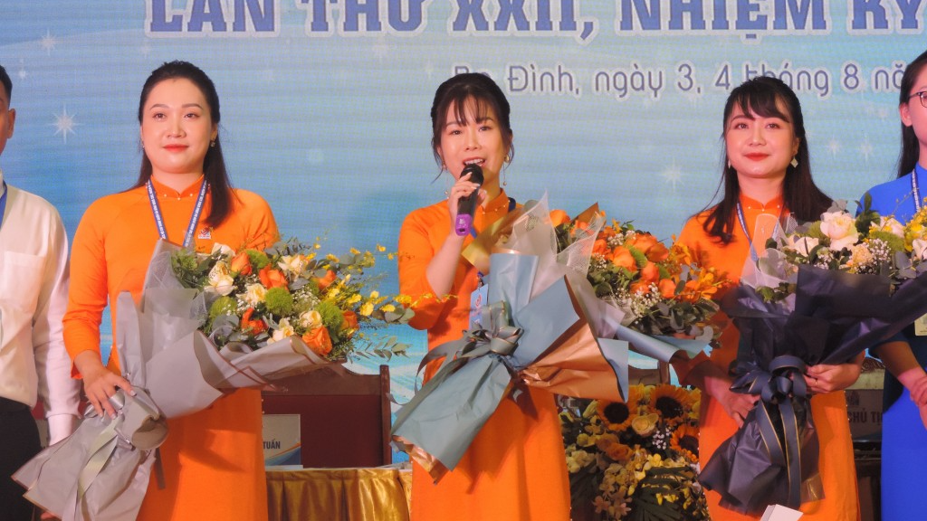 Bí thư Quận đoàn Ba Đình Nguyễn Thị Thanh Phượng phát biểu tại Đại hội