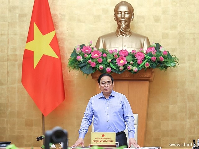 Thủ tướng phát biểu khai mạc phiên họp Chính phủ thường kỳ tháng 8 năm 2022 - Ảnh: VGP/Nhật Bắc