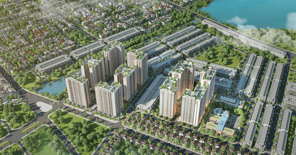 Phối cảnh dự án Chung cư nhà ở xã hội tại lô B4-1 thuộc dự án Khu đô thị Xanh Bàu Tràm Lakeside