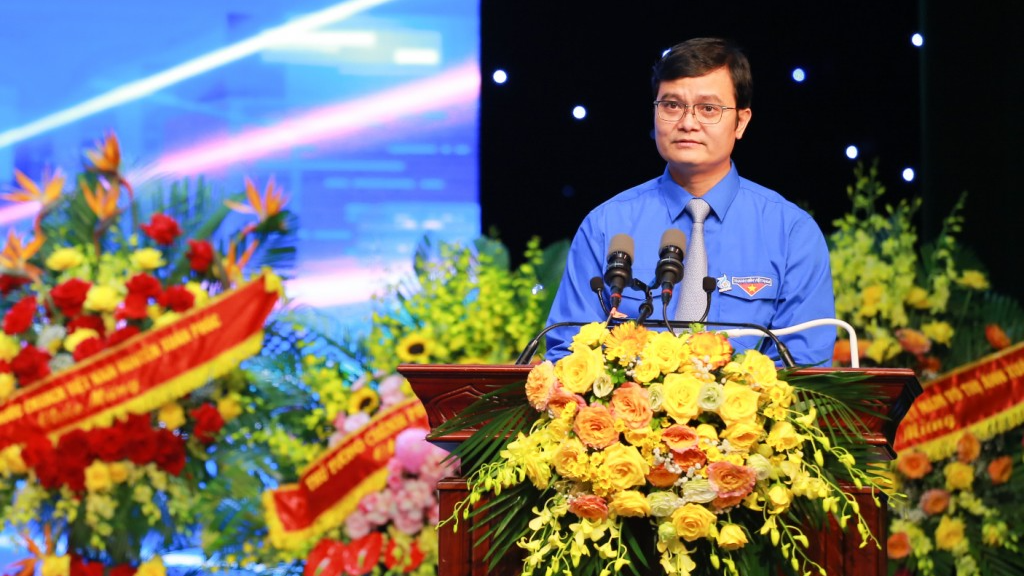 Bí thư Thứ nhất Trung ương Đoàn Bùi Quang Huy phát biểu tại Đại hội