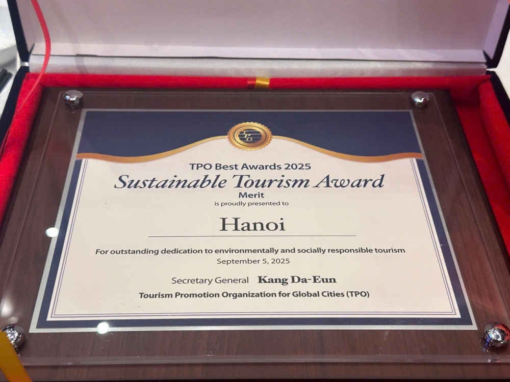 Hà Nội được vinh danh với giải thưởng “Du lịch bền vững” tại TPO 2025