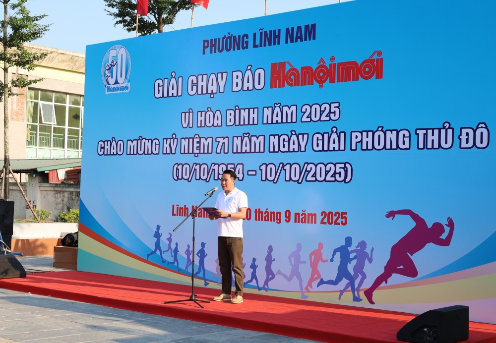 Sáng 20/9, phường Lĩnh Nam (Hà Nội) tổ chức Giải chạy Báo Hànộimới Vì hòa bình năm 2025, chào mừng kỷ niệm 71 năm Ngày Giải phóng Thủ đô (10/10/1954 – 10/10/2025).