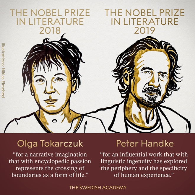 Hai tác giả Áo, Ba Lan giành giải Nobel Văn học 2018 và 2019