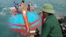 Cứu thành công 12 ngư dân Quảng Ngãi bị chìm tàu trên biển Cù lao Chàm