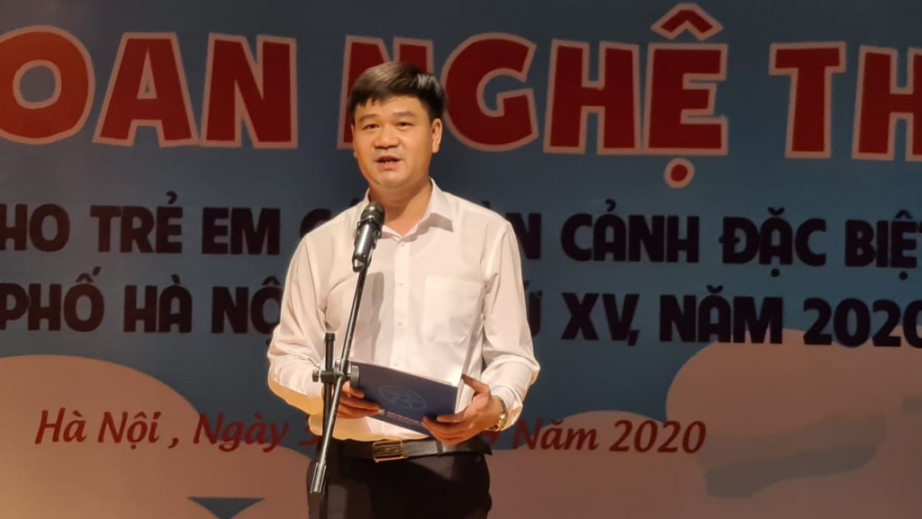 Anh Lê Quang Đại, Giám đốc Cung Thiếu nhi Hà Nội phát biểu tại chương trình