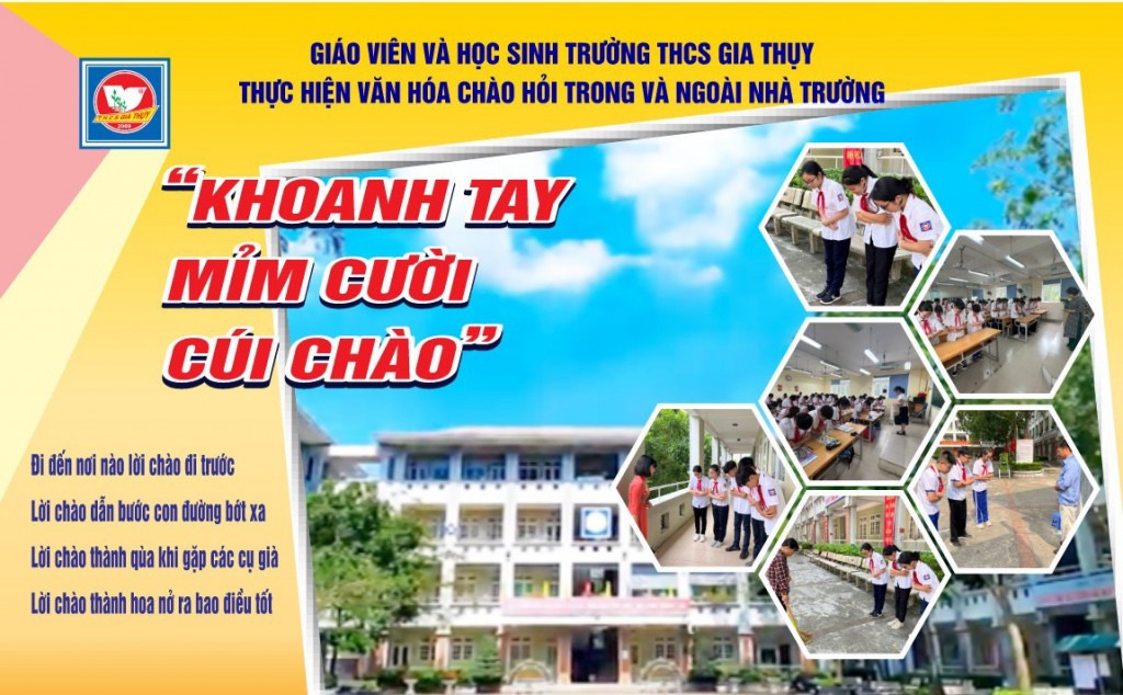 Trường THCS Gia Thuỵ (Long Biên) phát động giáo viên và học sinh thực hiện văn hoá chào hỏi trong và ngoài nhà trường