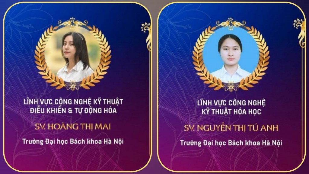 Hai nữ sinh Đại học Bách khoa Hà Nội nhận Giải thưởng “Nữ sinh khoa học công nghệ Việt Nam năm 2022”