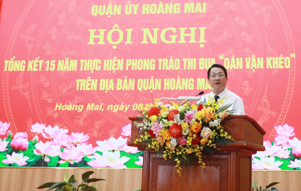 Phó Trưởng ban Thường trực Ban Dân vận Thành ủy Vũ Hà ghi nhận và đánh giá cao quận Hoàng Mai