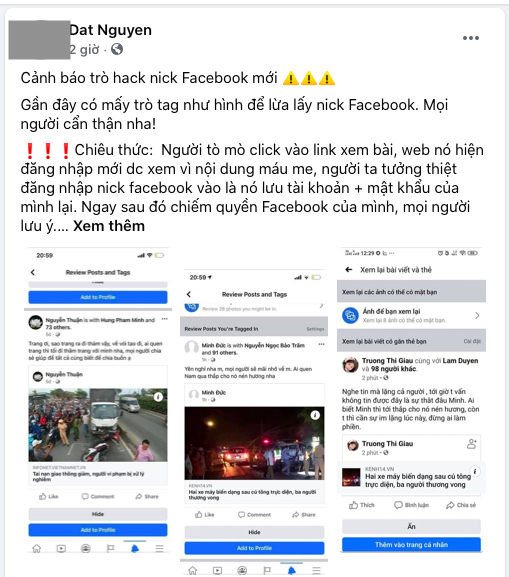 Tái diễn trò gắn thẻ trên Facebook để đánh cắp thông tin