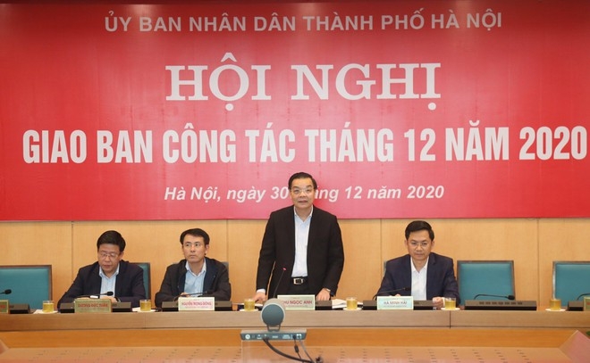Chủ tịch UBND TP Chu Ngọc Anh phát biểu kết luận hội nghị