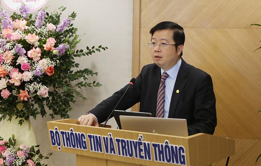 Thứ trưởng Bộ Thông tin và Truyền thông Nguyễn Thanh Lâm phát biểu tại hội nghị
