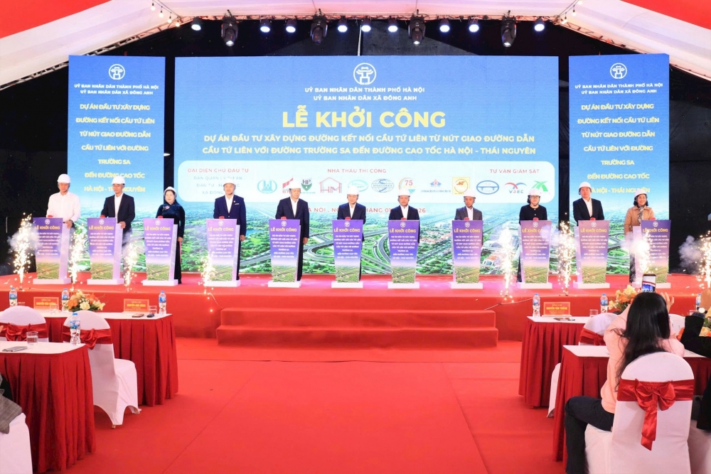 Khởi công tuyến đường kết nối cầu Tứ Liên với cao tốc Hà Nội - Thái Nguyên