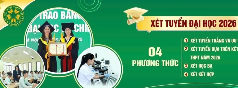 Học viện Nông nghiệp Việt Nam công bố 4 phương thức xét tuyển năm 2026