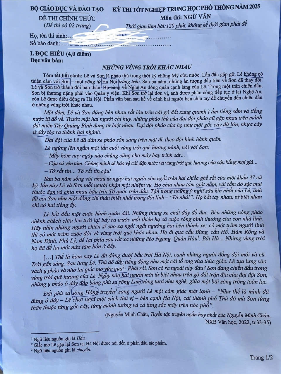 Đề Ngữ Văn tốt nghiệp THPT 2025  