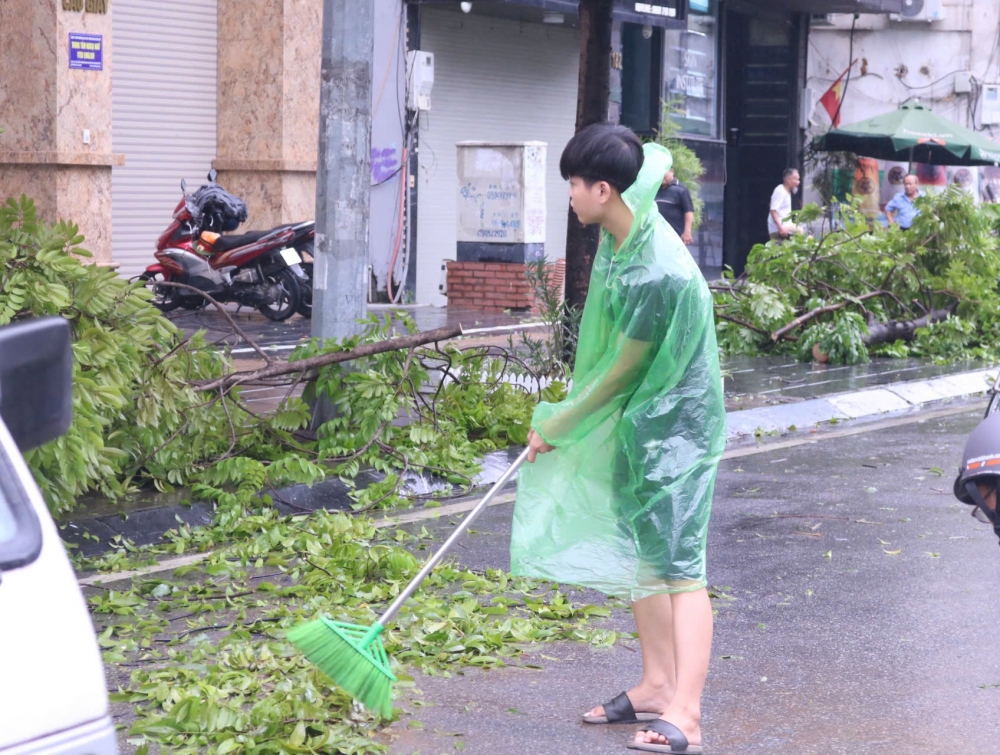 Hà Nội: Cây xanh bật gốc, gãy đổ hàng loạt sau mưa bão