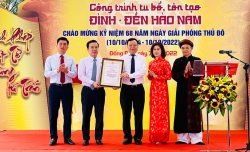 Quận Đống Đa gắn biển công trình tu bổ, tôn tạo đình - đền Hào Nam