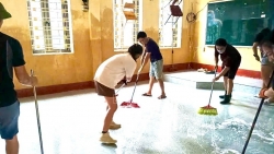 lao cai cac luc luong tich cuc don dep tai cac truong hoc bi anh huong boi mua lu