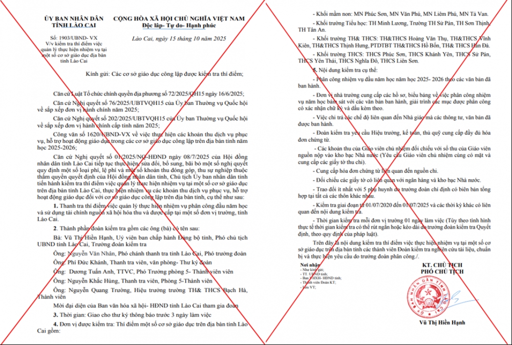Xác minh, xử lý thông tin việc giả mạo văn bản chỉ đạo của UBND tỉnh Lào Cai
