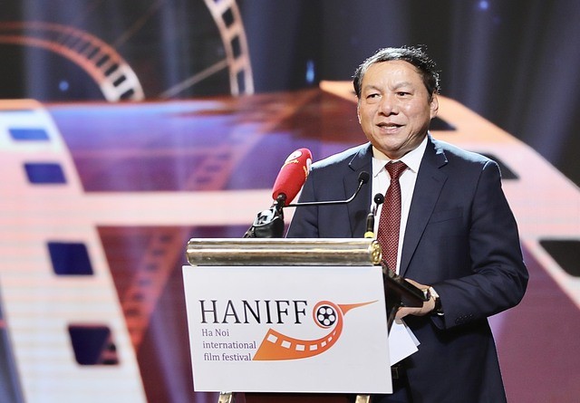 Đồng chí Nguyễn Văn Hùng - Bộ trưởng Bộ Văn hóa, Thể thao và Du lịch phát biểu khai mac LHP