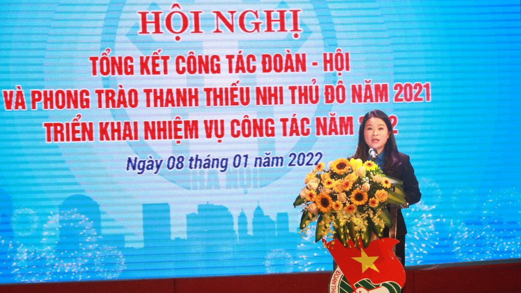 Đồng chí Chu Hồng Minh, Thành ủy viên, Bí thư Thành đoàn Hà Nội phát biểu tại chương trình