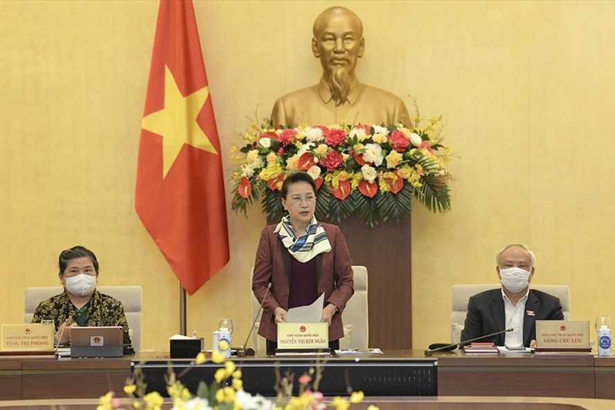 Chủ tịch Quốc hội Nguyễn Thị Kim Ngân phát biểu tại Phiên họp thứ 53 của Uỷ ban Thường vụ Quốc hội. Ảnh: QH.