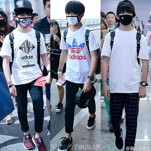 thoi trang san bay cua 3 mau tfboys cang lon cang chat