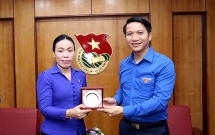 Bí thư Trung ương Đoàn Nguyễn Ngọc Lương tiếp xã giao đoàn đại biểu Thành đoàn Viêng Chăn (Lào)