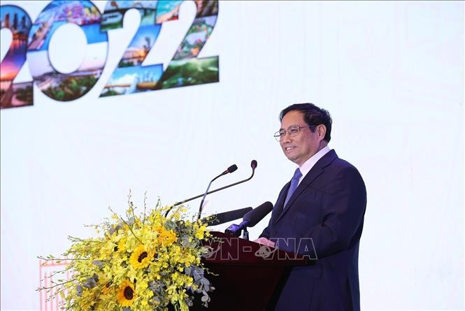 Thủ tướng Phạm Minh Chính phát biểu tại Diễn đàn Đầu tư Đà Nẵng năm 2022. Ảnh: Dương Giang/TTXVN