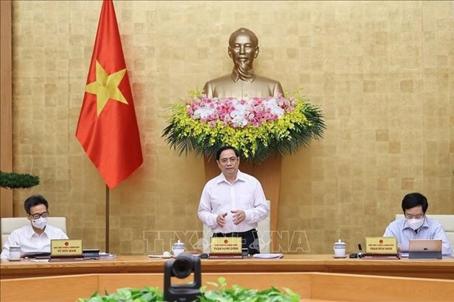 Thủ tướng Chính phủ Phạm Minh Chính chủ trì phiên họp Chính phủ thường kỳ tháng 6. Ảnh: Dương Giang/TTXVN