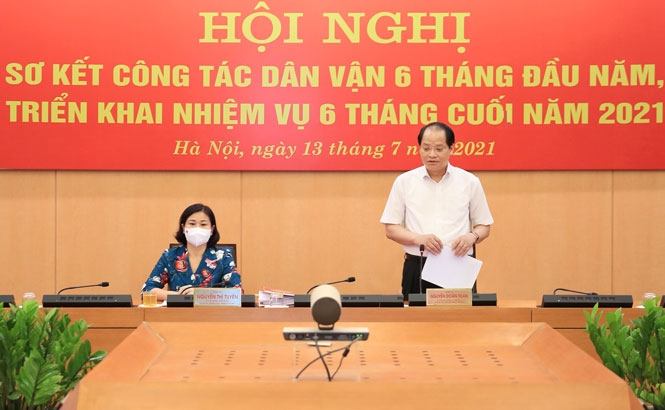 Trưởng ban Dân vận Thành ủy Hà Nội Nguyễn Doãn Toản phát biểu tại hội nghị