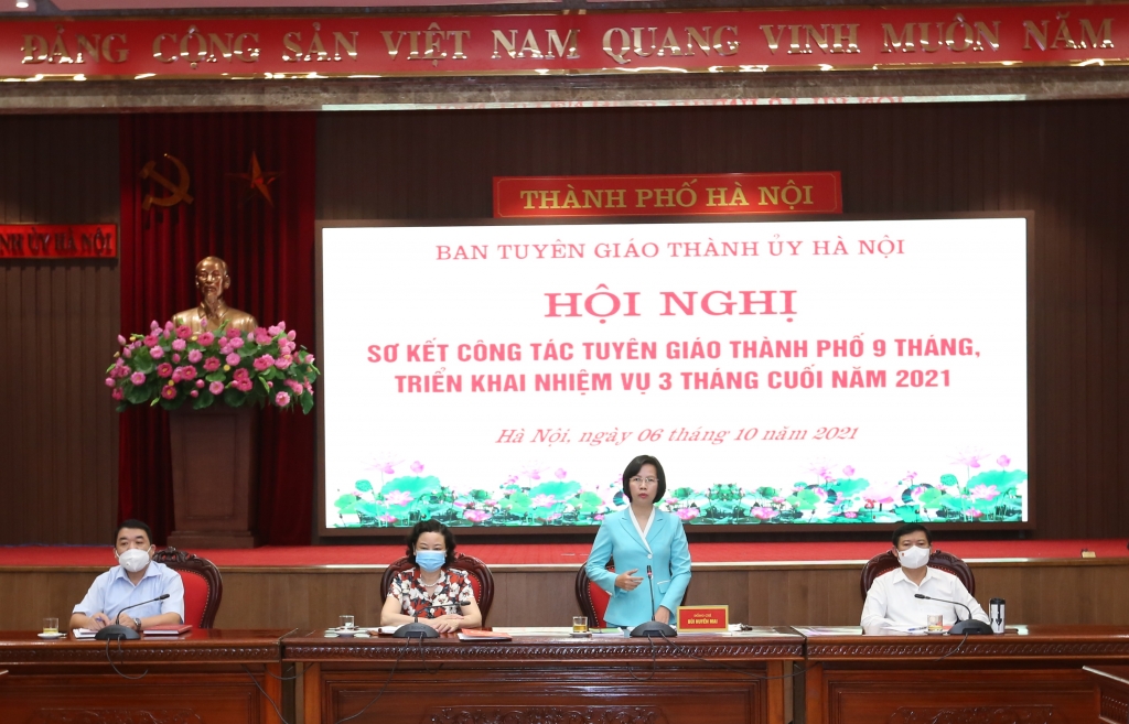 Trưởng ban Tuyên giáo Thành ủy Bùi Huyền Mai phát biểu chỉ đạo tại hội nghị