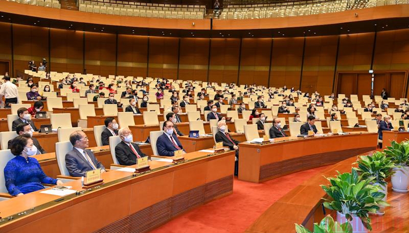 Các đồng chí lãnh đạo, nguyên lãnh đạo Đảng, Nhà nước và các đại biểu tại phiên khai mạc.