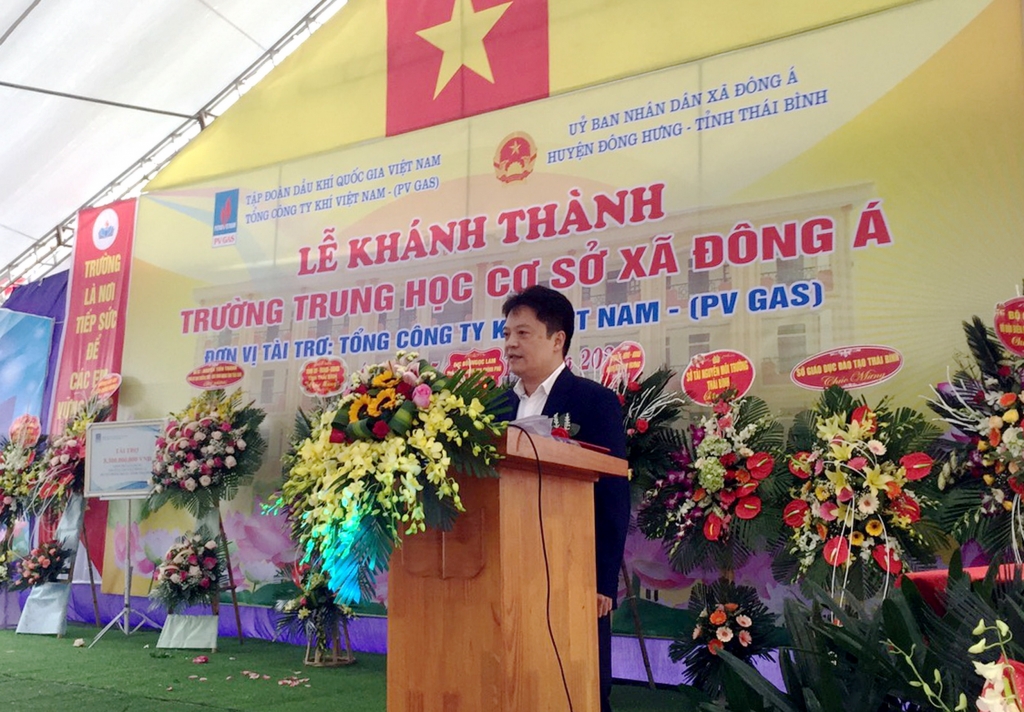 PTGĐ PV GAS Hoàng Văn Quang phát biểu khẳng định mục tiêu hỗ trợ phát triển giáo dục tỉnh Thái Bình