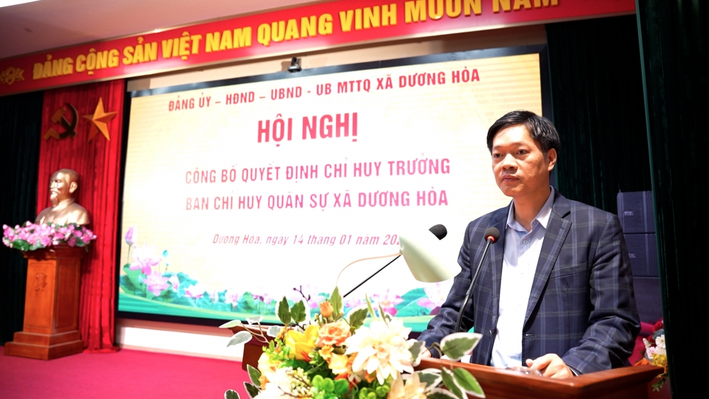 Công bố tân Chỉ huy trưởng Ban Chỉ huy Quân sự xã Dương Hoà