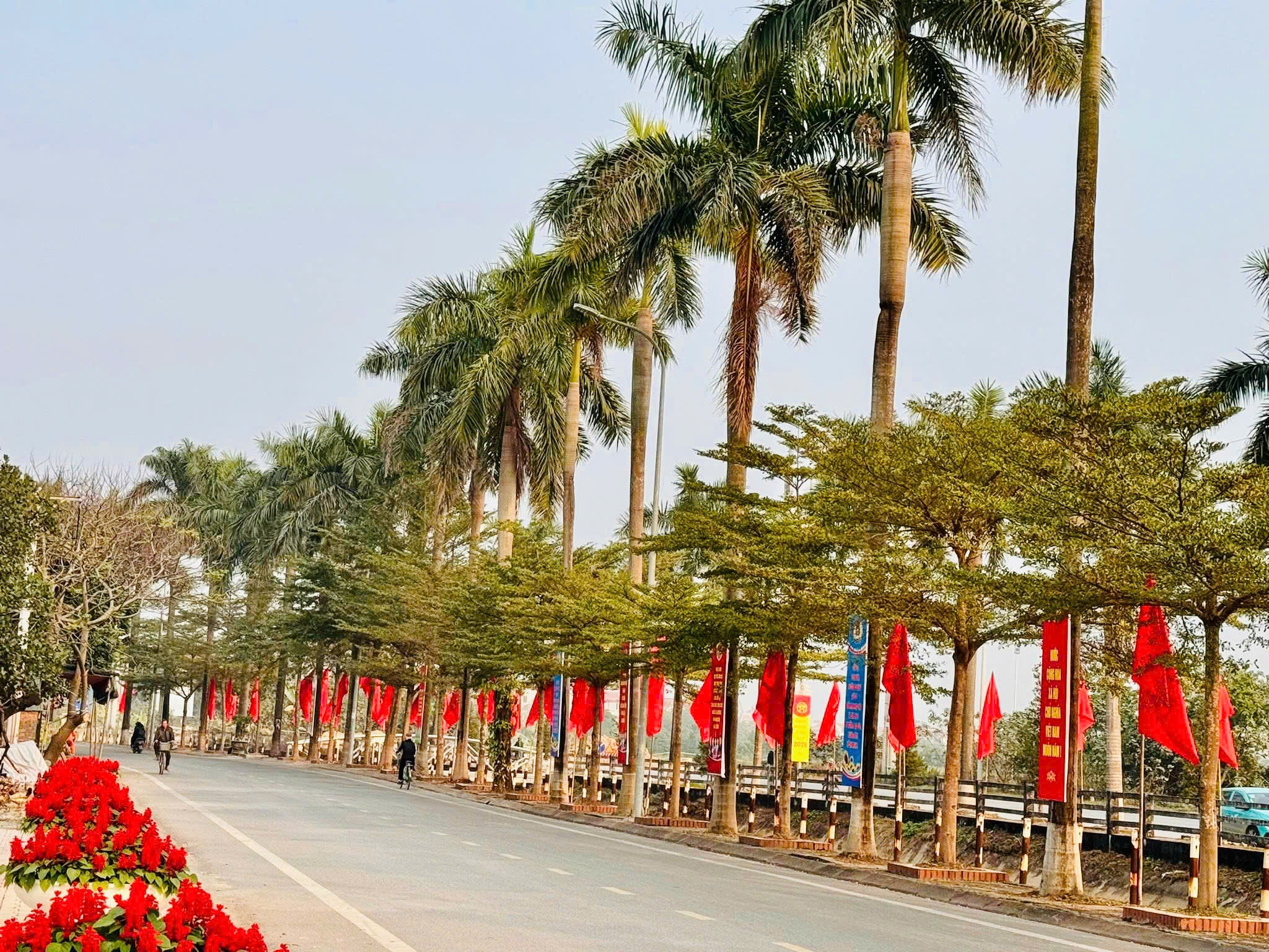 Xã Ô Diên trang hoàng đường phố mừng Đại hội Đảng và Tết Bính Ngọ 2026