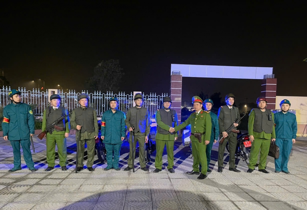 Công an xã Dương Hoà xuất quân bảo vệ an ninh, an toàn dịp Đại hội XIV của Đảng