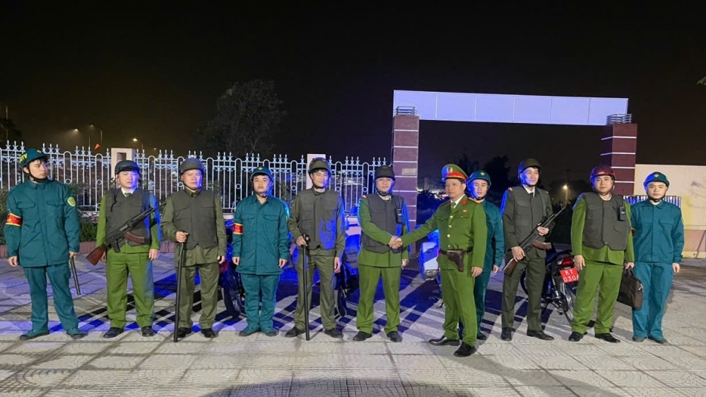 Công an xã Dương Hoà xuất quân bảo vệ an ninh, an toàn dịp Đại hội XIV của Đảng