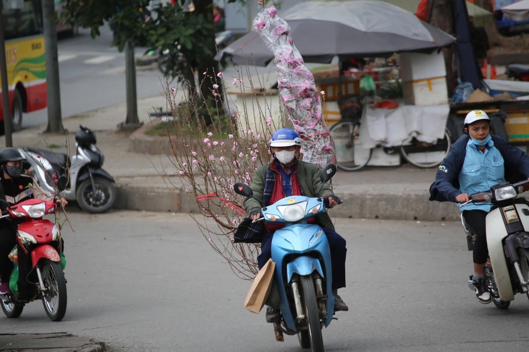 Những chuyến xe hối hả chở Tết và cả sắc Xuân về nhà