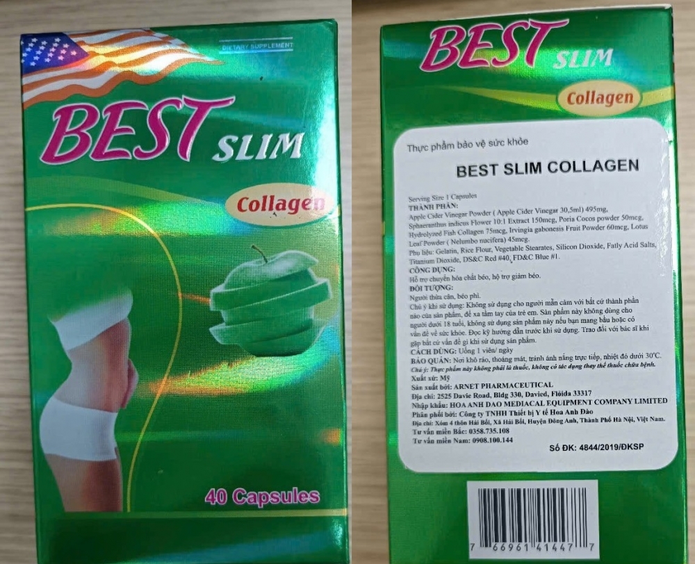 Cảnh báo TPBVSK Dáng xuân Phục linh Gold, Best Slim Collagen chứa chất cấm