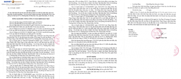 he lo nhung goi thau tien ti trung sat gia tai tong cong ty bao viet