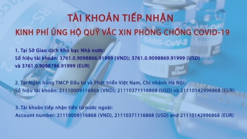 Công bố tài khoản tiếp nhận ủng hộ Quỹ vắc xin phòng Covid-19