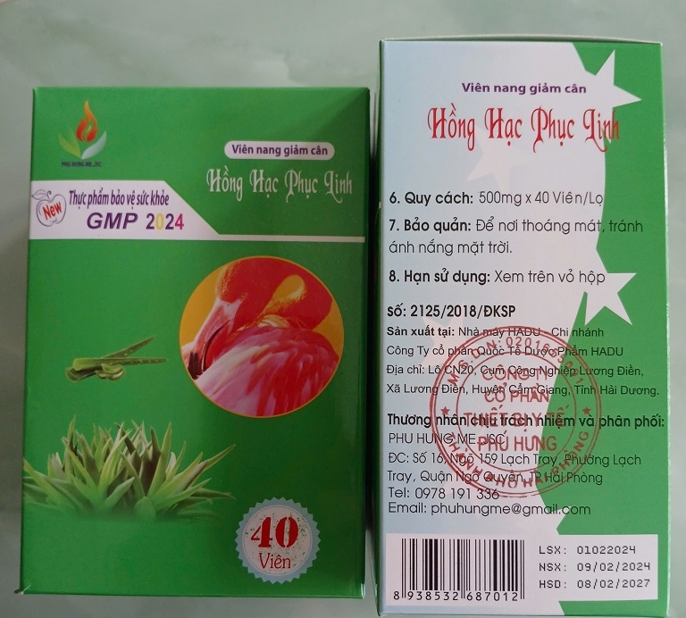Viên nang giảm cân Hồng Hạc Phục Linh chứa chất cấm