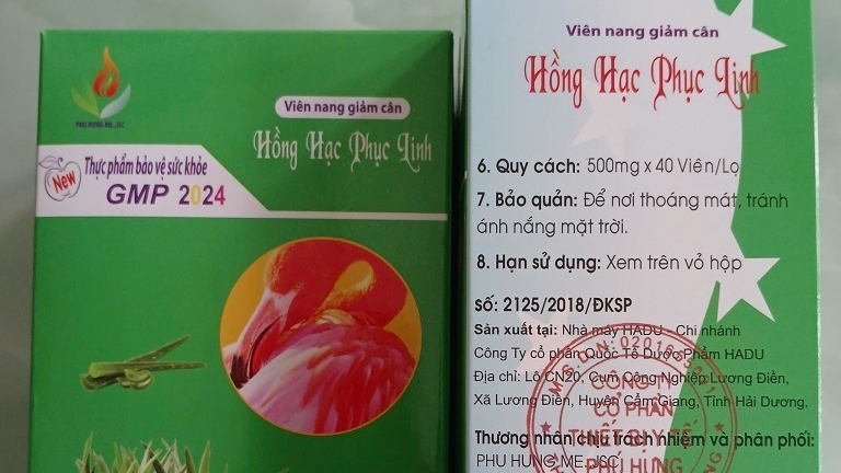 Viên nang giảm cân Hồng Hạc Phục Linh chứa chất cấm